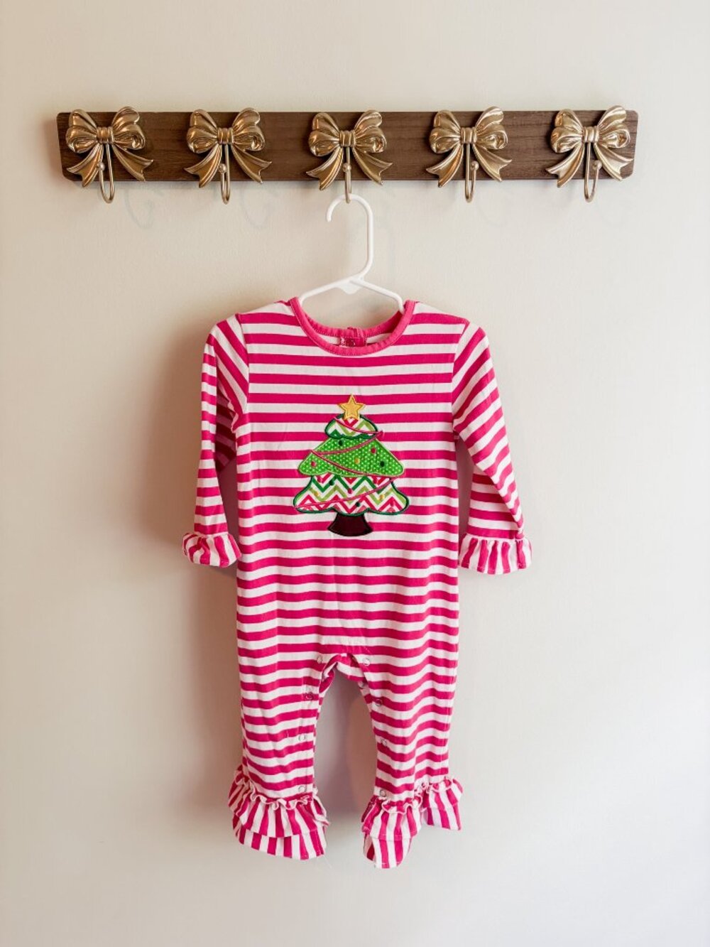 Be Mine 24 month Christmas Tree Pajamas Pink Striped
